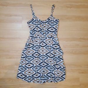 Audrey 3+1 Brown Tribal Print Size Large Mini Dress
